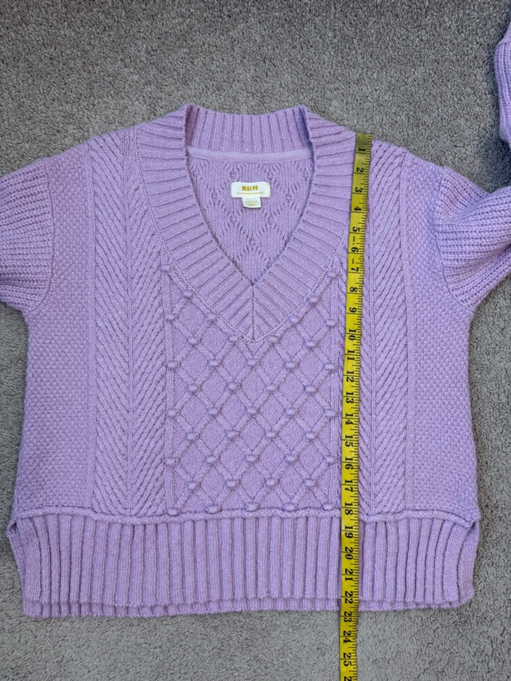 Anthropologie Maeve Tillie V-Neck‎ Pullover Sweater Lilac M - Picture 7 of 7